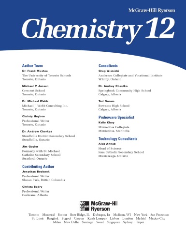 Mcgrawhill Ryerson Chemistry 12 Michael Webb