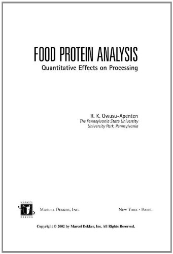 Food Protein Analysis Quantitative Effects On Processing 1st Edition R K Owusuapenten
