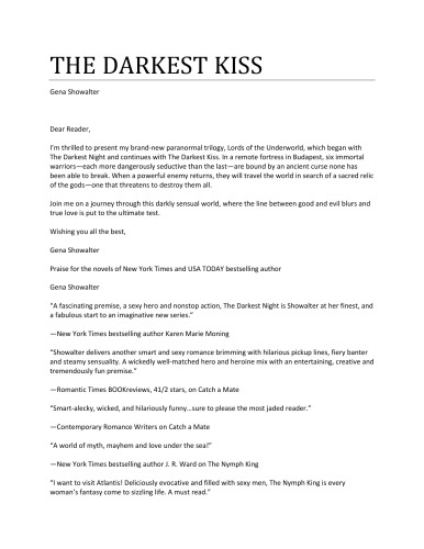 The Darkest Kiss 1st ediiton by Gena Showalter ISBN 0373775237 978-0373775231
