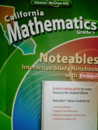 California Mathematics Grade 7 Noteables Interactive Study Notebook With Foldables Dinah Zike