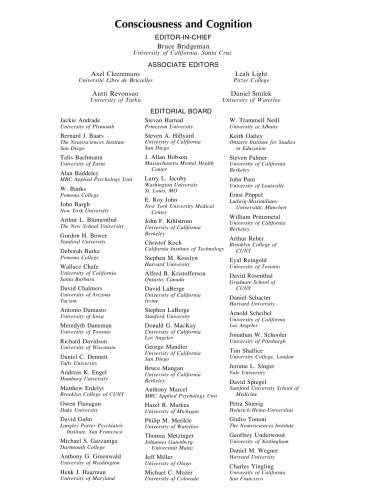 Consciousness And Cognition An International Journal Vol20 Issue 1 March 2011 20 1 Consciousness And Cognition Elsevier
