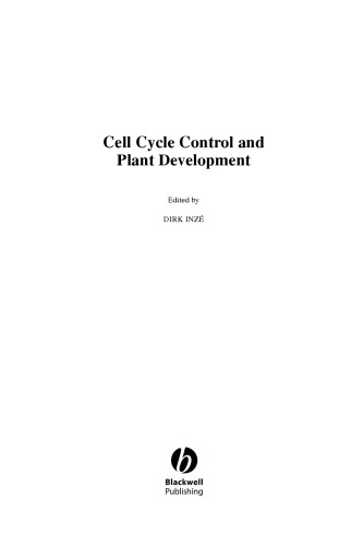 Cell Cycle Control And Plant Development Annual Plant Reviews Volume 32 1st Edition Dirk Inz