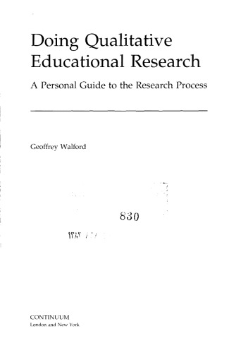 Doing Qualitative Educational Research A Personal Guide To The Research Process Geoffrey Walford