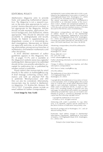 Mathematics Magazine 83 4 Walter Stromquist Editor In Chief