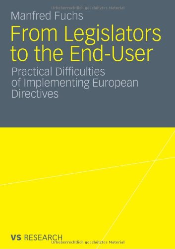 From Legislators To The Enduser Practical Difficulties When Implementing European Directives Manfred Fuchs