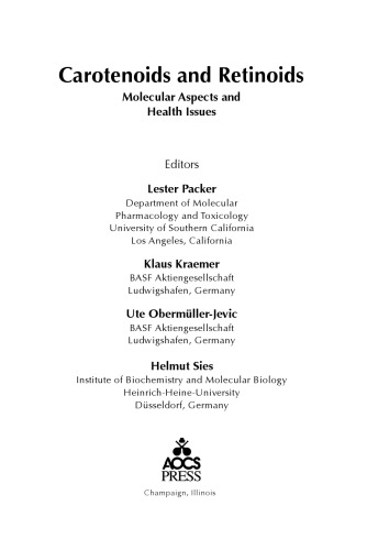 Carotenoids And Retinoids Lester Packer Editor