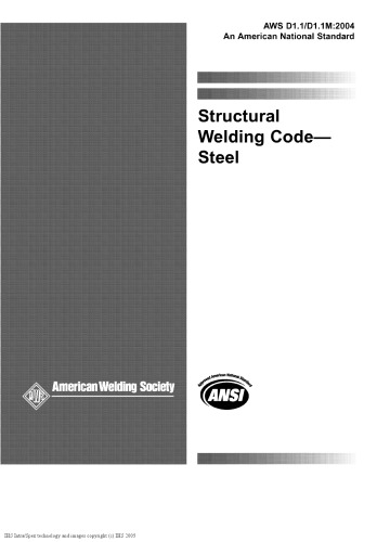 Structural Welding Code Steel Ansi Aws D112004 D11m2004 American Welding Society