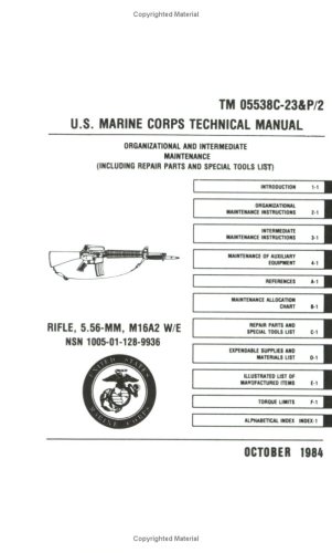 Us Marine Corps Rifle 556mm M16a2 Technical Manual Tm 05538c23p2 1984 Department Of The Marine Crops