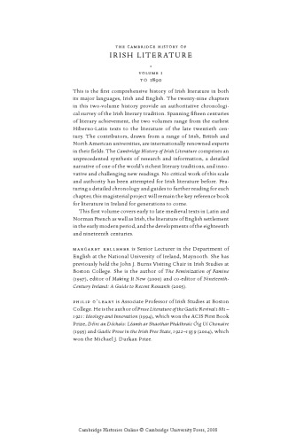 Cambridge History Of Irish Literature Volume 1 Margaret Kelleher