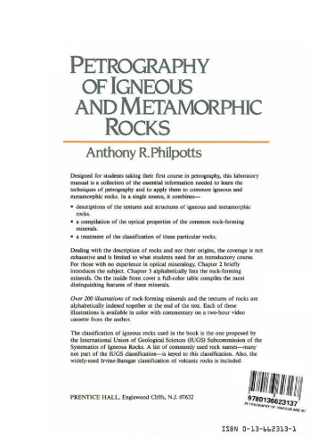 Petrography Of Igneous And Metamorphic Rocks Anthony R Philpotts