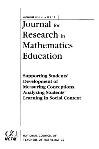 Supporting Students Development Of Measuring Conceptions Analyzing Students Learning In Social Context Journal For Research In Mathematics Education Monograph N 12 Michelle Stephan