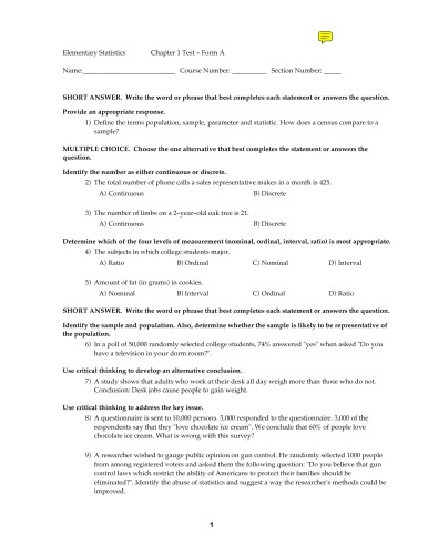 Printed Test Bank Mark Schultz To Accompany Elementary Statistics Eighth Edition Mario F Triola