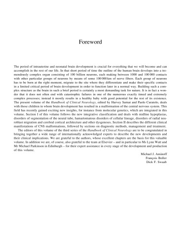 Malformations Of The Nervous System Handbook Of Clinical Neurology Vol 87 Series Editors Aminoff Boller And Swaab Harvey B Sarnat Md Frcpc