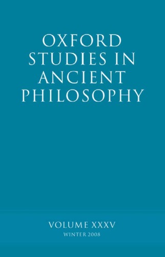Oxford Studies In Ancient Philosophy Xxxv Brad Inwood