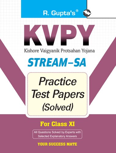 Kvpy Stream Sa Examination For Class Xi Practice Test Papers Solved R Guptas Iit Jee Student Helper Arihant