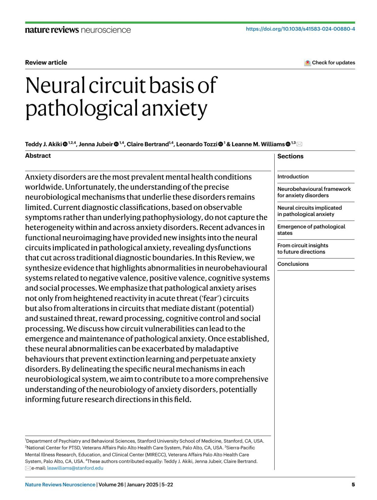 Neural Circuit Basis Of Pathological Anxiety Teddy J Akiki Jenna Jubeir Claire Bertrand Leonardo Tozzi Leanne M Williams