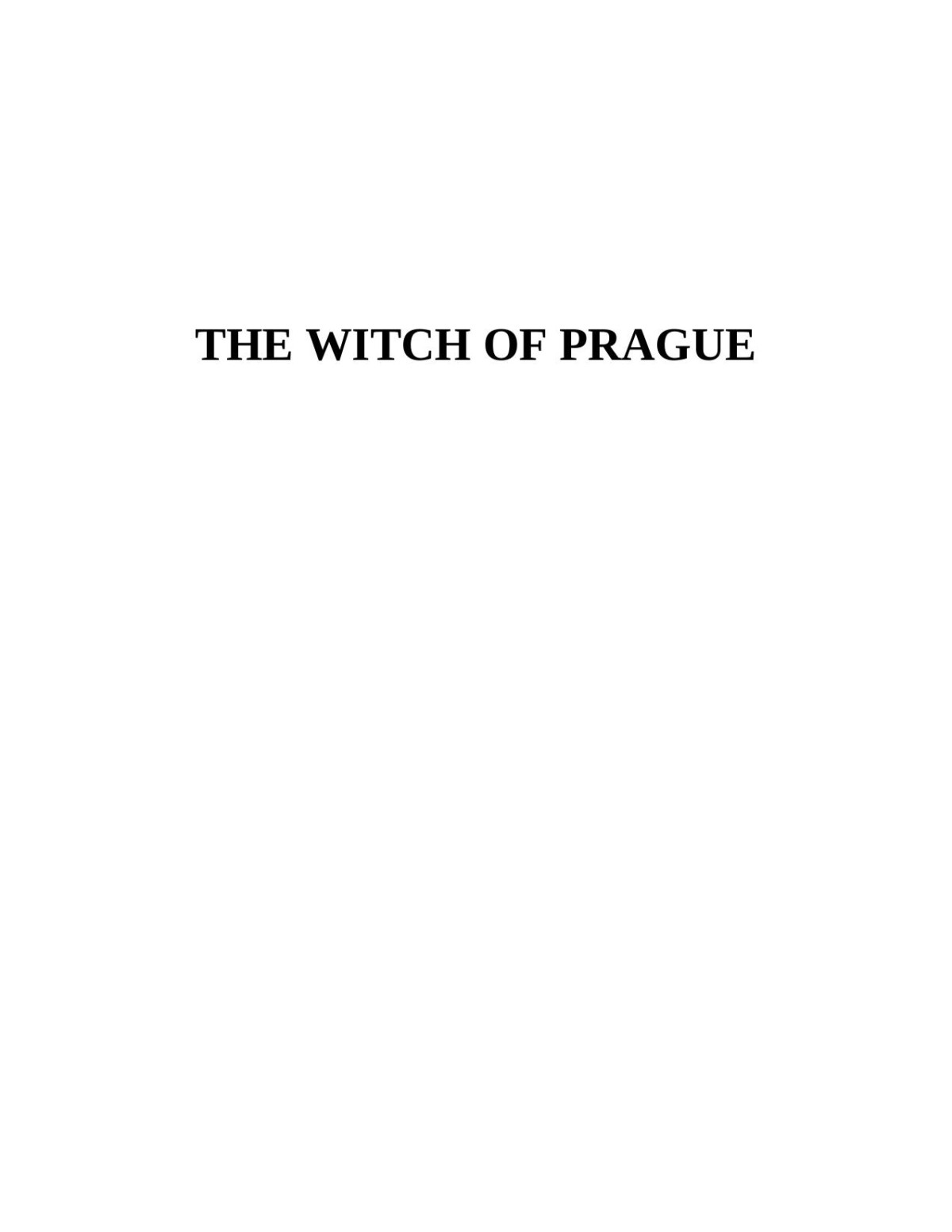 The Witch Of Prague F Marion Crawford