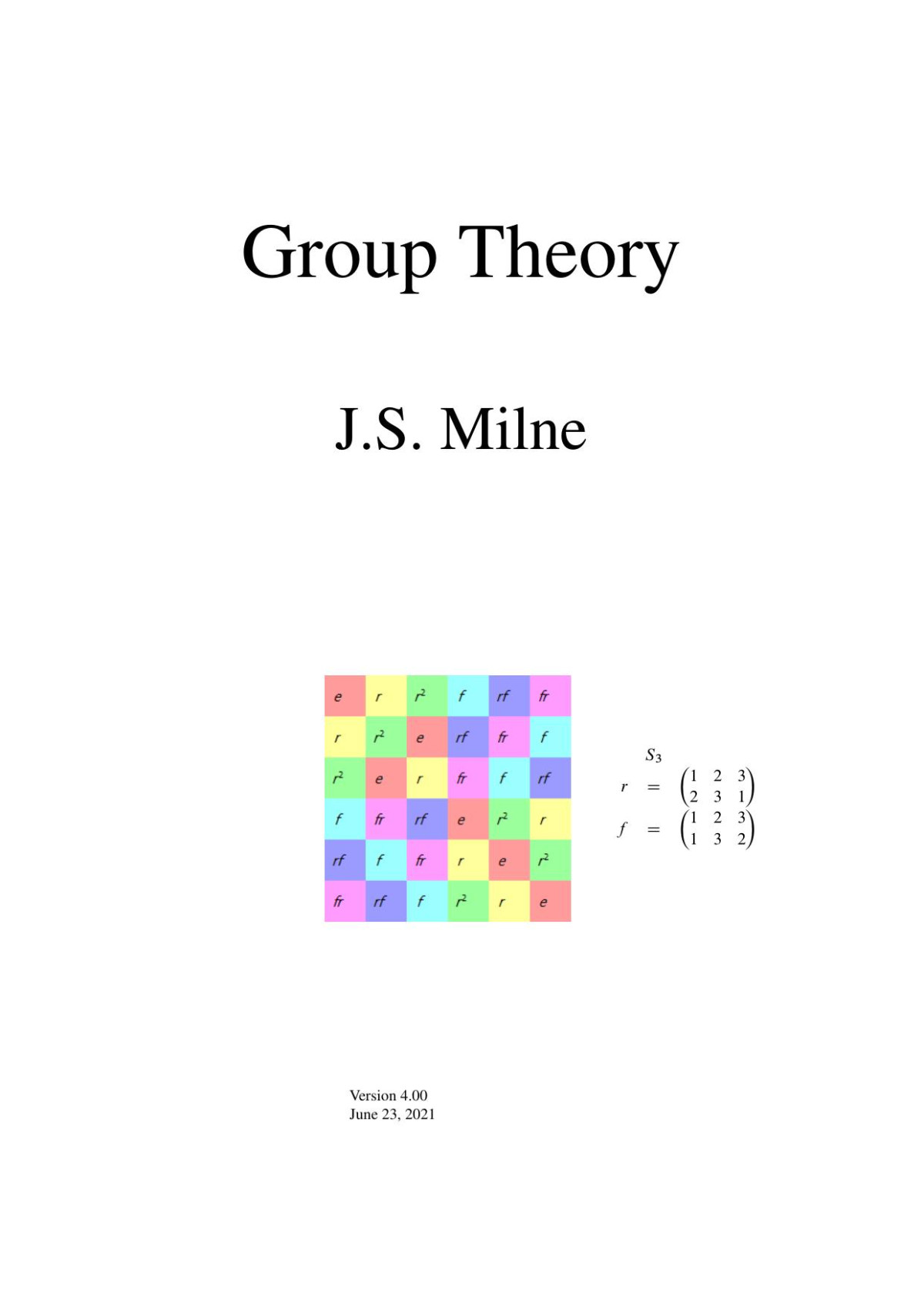 Group Theory 1st Edition by Milne ISBN 9787100110747