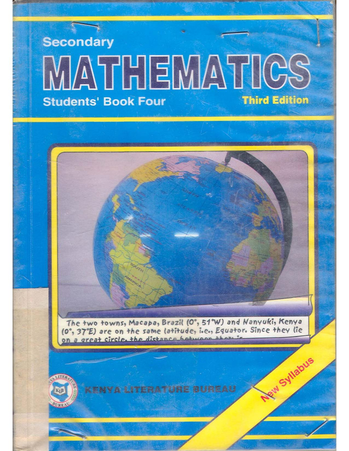 Secondary Mathematics Students Book Four 3rd Edition Kenya Literature Bureau