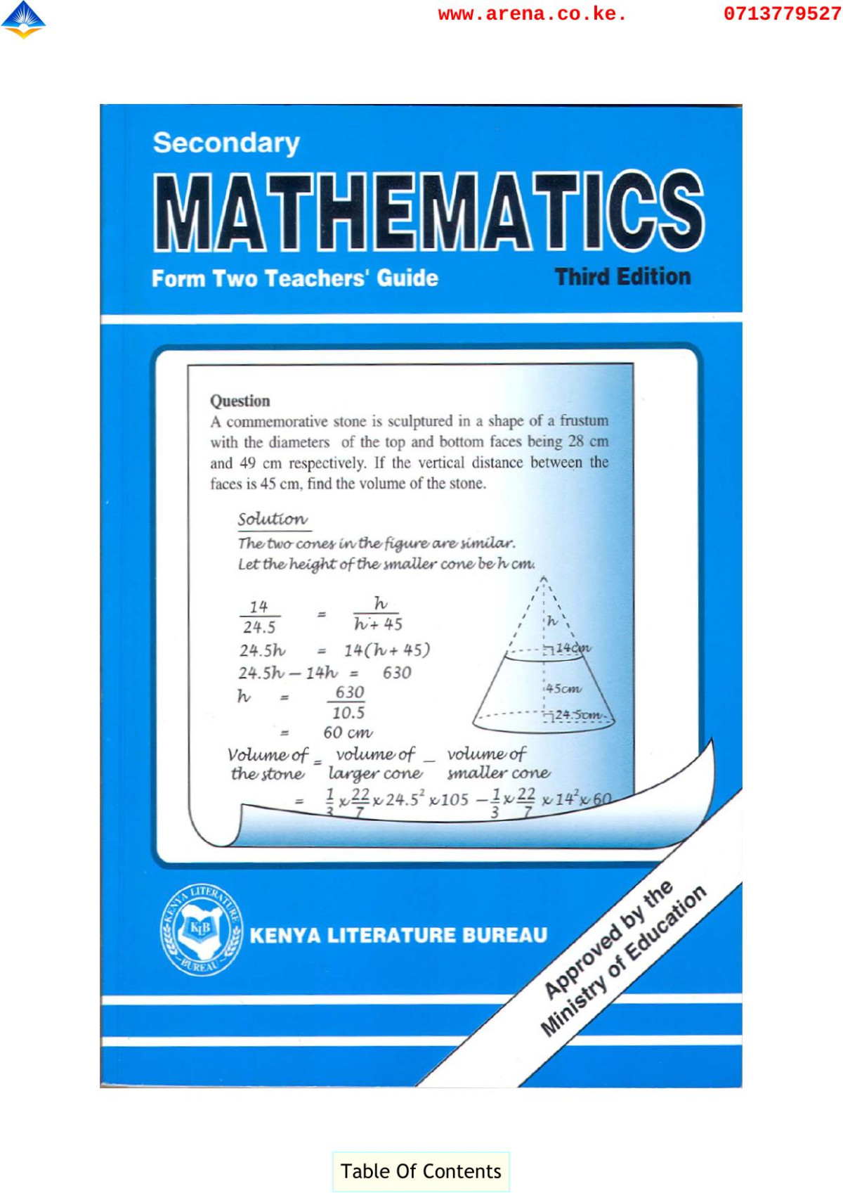 Secondary Mathematics Form Two Teachers Guide 3rd Edition Kenya Literature Bureau
