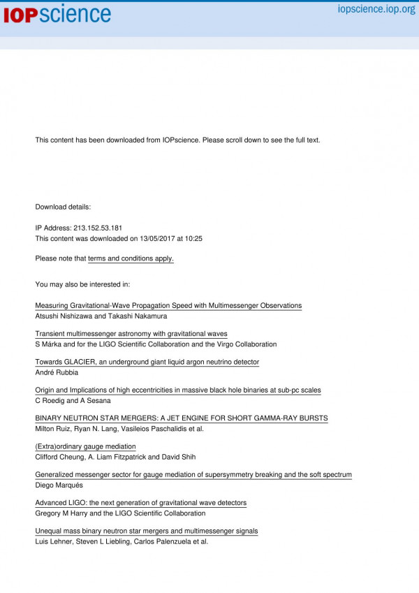 Multimessenger Astronomy Bartos Imre Kowalski Marek