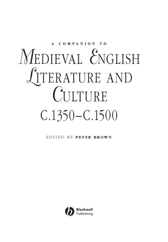 A Companion To Medieval English Literature And Culture C1350c1500 Brown