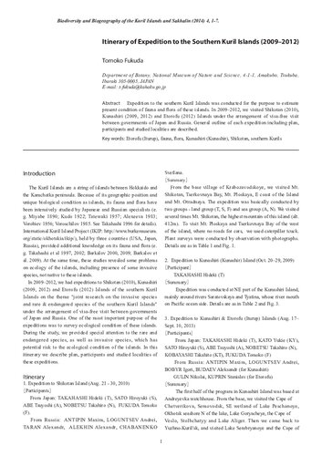 Biodiversity And Biogeography Of The Kuril Islands And Sakhalin Hideki Takahashi Masahiro Hara
