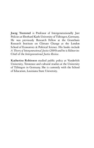 Climate Ethics Environmental Justice And Climate Change Katherine Robinson Jrg Tremmel