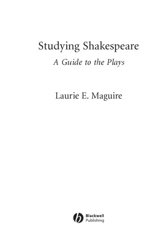 Studying Shakespeare A Guide To The Plays Shakespeare William Maguire