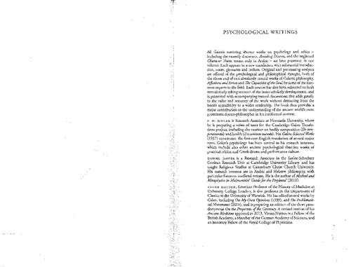 Galen Psychological Writings Peter N Singer Daniel Davies Vivian Nutton