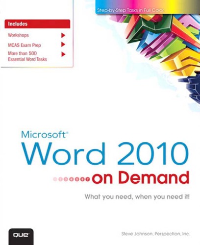 Microsoft Word 2010 On Demand Johnson Steve