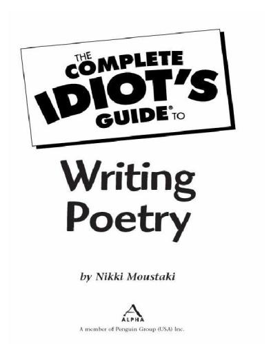 The Complete Idiots Guide To Writing Poetry Cig To Writing Poetry Moustaki
