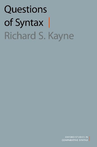 Questions Of Syntax Richard S Kayne