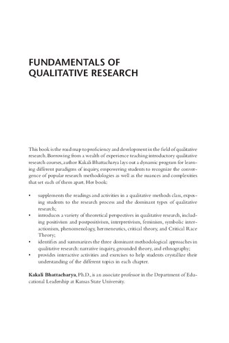 Fundamentals Of Qualitative Research A Practical Guide 1st Edition Kakali Bhattacharya