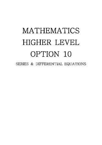 Mathematics Higher Level Option 10 Series Differential Equations Fabio Cirrito Et Al