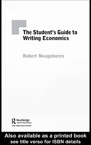 The Students Guide To Writing Economics Neugeboren Robert H