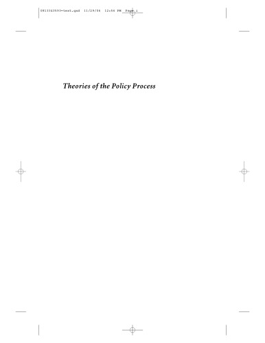 Theories Of The Policy Process Second Edition Sabatier Paul Aeditor