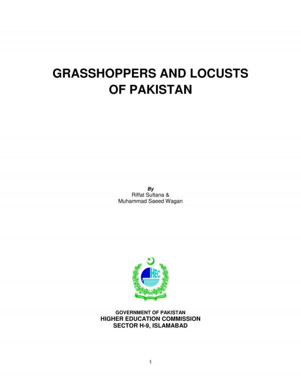 Grasshopper And Locusts Od Pakistan 1st Edition Riffat Sultana