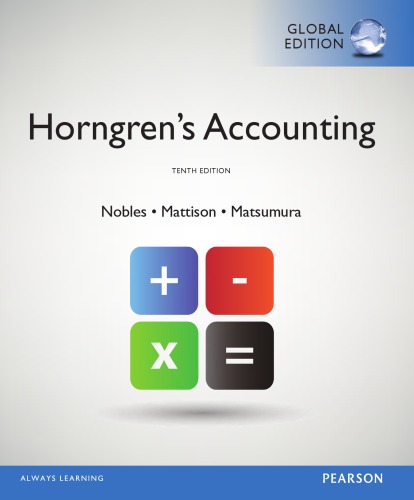 Horngrens Accounting 2v 10th Ed Matsumara Ella Mae Mattison