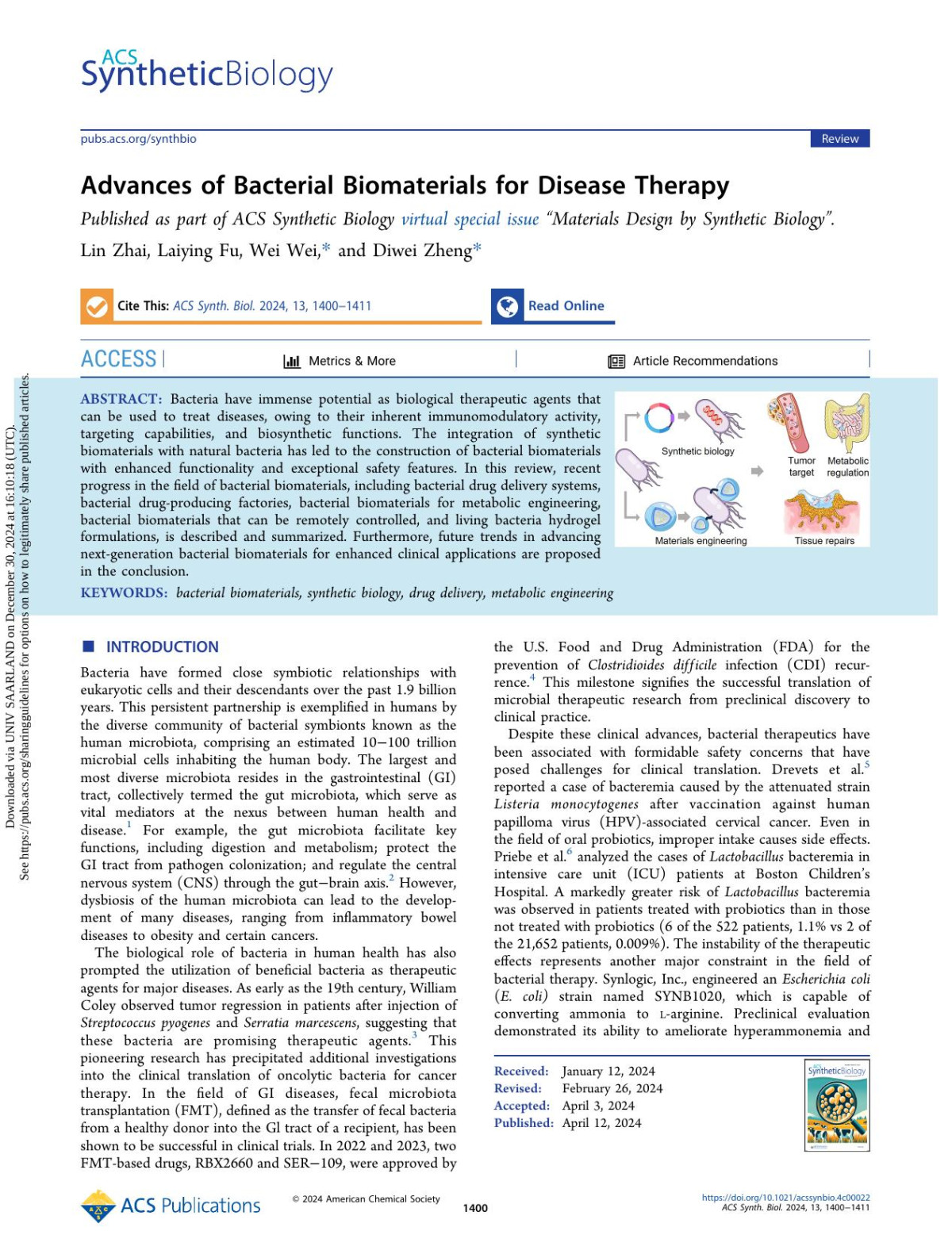Advances Of Bacterial Biomaterials For Disease Therapy Lin Zhai