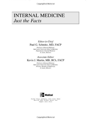 Internal Medicine Just The Facts 1st Edition Paul Schmitz Kevin Martin