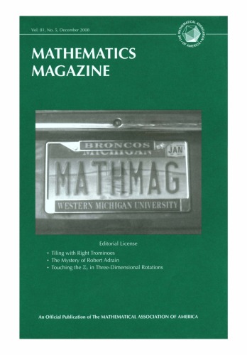 Mathematics Magazine 81 5 Walter Stromquist Editor In Chief