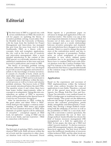 Creativity And Innovation Management Journal March 2005 14 1 Petra De Weerdnederhof And Olaf Fisscher Editors