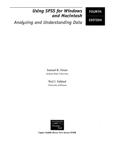 Using Spss For Windows And Macintosh Analyzing And Understanding Data 4th Edition Samuel B Green