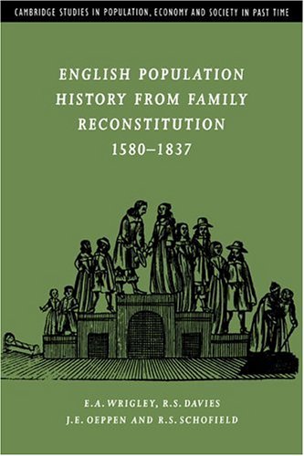 English Population History From Family Reconstitution 15801837 E A Wrigley