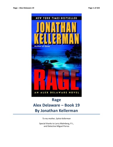 Rage Alex Delaware No 19 Jonathan Kellerman