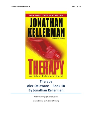 Therapy Alex Delaware No 18 Jonathan Kellerman