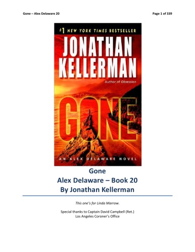 Gone Alex Delaware No 20 Jonathan Kellerman