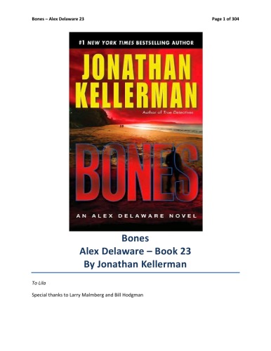 Bones An Alex Delaware Novel Jonathan Kellerman