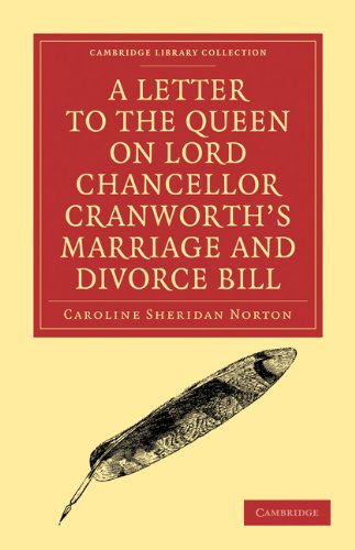 A Letter To The Queen On Lord Chancellor Cranworths Marriage And Divorce Bill 1st Edition Caroline Sheridan Norton